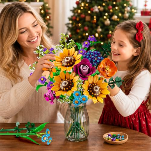 HOGOKIDS Wild Flower Bouquet Building Set with Lights - Advent Calendar for Kids & Adults