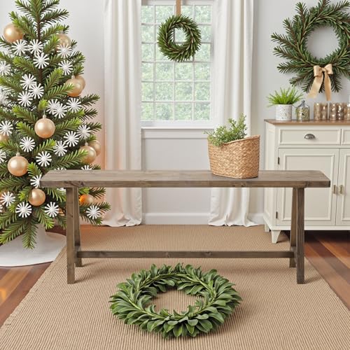Rustic Solid Wood Farmhouse Entryway Bench - 47.2 Inch Indoor Seating