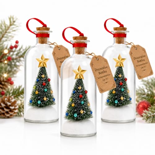 Recordable Christmas Tree in a Bottle Glass Ornaments - 3 Piece Set