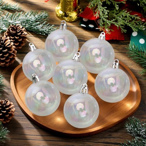 Iridescent Clear Ornament Balls (18 Pack, 4 Sizes) for Halloween & Christmas