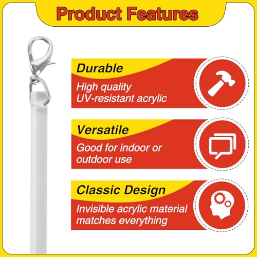 30-Inch Clear Acrylic Curtain Pull Wand - Heavy Duty Curtain Rod Opener (2pcs)