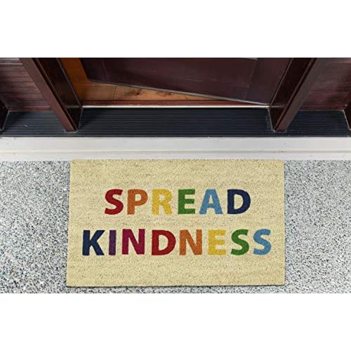 DII Natural Coir Doormat, Fun Greeting Mat, Spread Kindness, 18x30