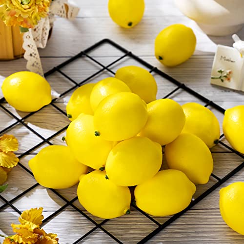 60 Pcs Realistic Artificial Yellow Lemons for Home Decor