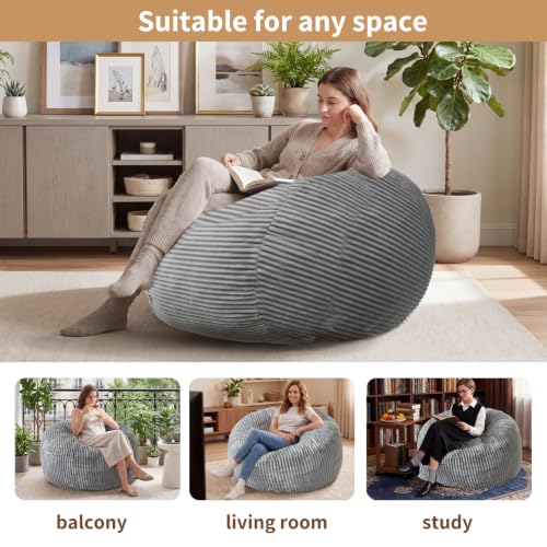 3FT Memory Foam Bean Bag Chair - Ultra-Soft Plush Striped Lounge Seat