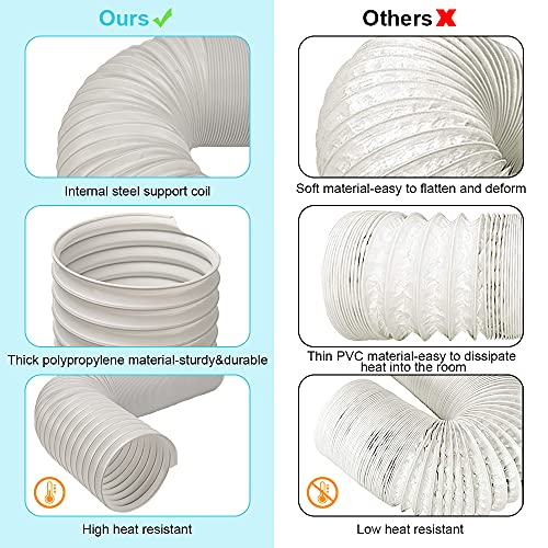 Portable AC Exhaust Hose 5.9 Inch Diameter 59 Inch Length Flexible Vent