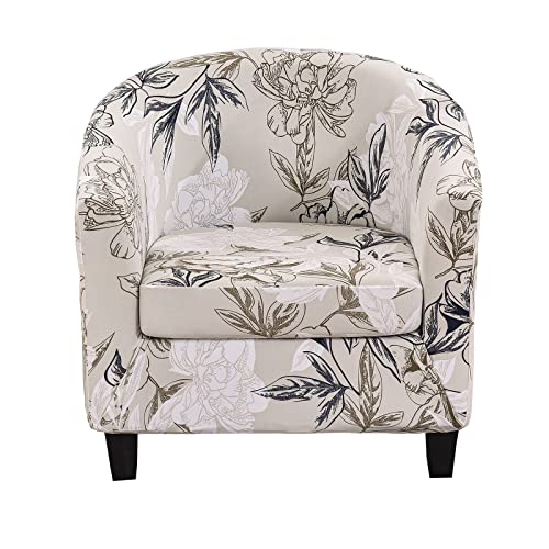 Stretch Printed Barrel Chair Slipcover - 2 Piece Removable Tub Chair Cover
