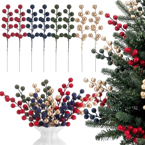 Artificial Christmas Berry Stems – 8 Inch Holiday Faux Berries Pack of 18