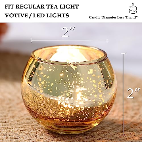 Set of 12 Gold Mercury Glass Votive Candle Holders