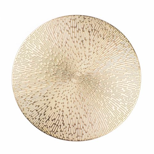 15-Inch Gold Metallic Round Placemats - Set of 6 Washable Vinyl Table Mats
