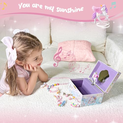 Musical Unicorn Jewelry Box for Girls with Spinning Figurine