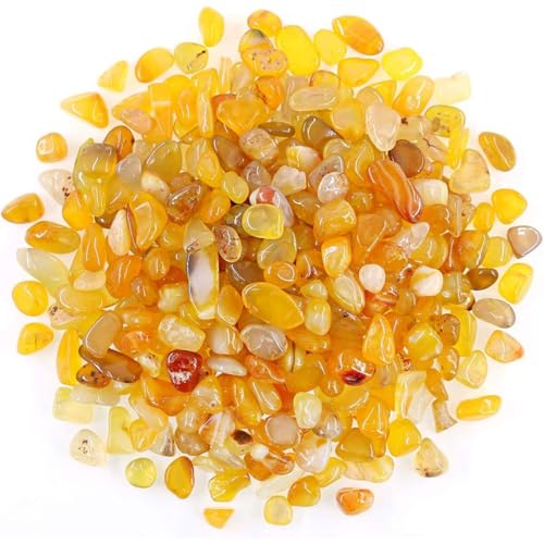 Natural Tumbled Agate Quartz Crystals 1 lb - Polished Yellow Stones