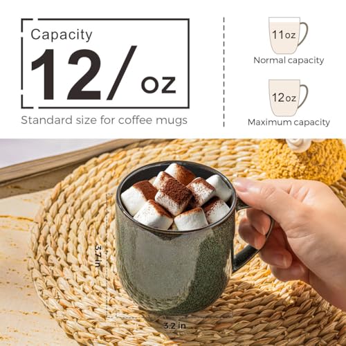 LERATIO Reactive Glaze Ceramic Coffee Mug Set of 6, 12oz - Handmade & Durable