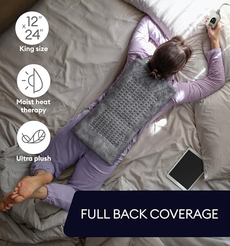 GENIANI Electric Heating Pad for Back Pain & Cramps - 12"x24" Microplush