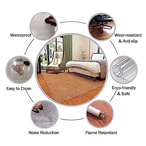 Clear PVC Hardwood Floor Protector Mat - 2mm Thick Waterproof Vinyl Rug