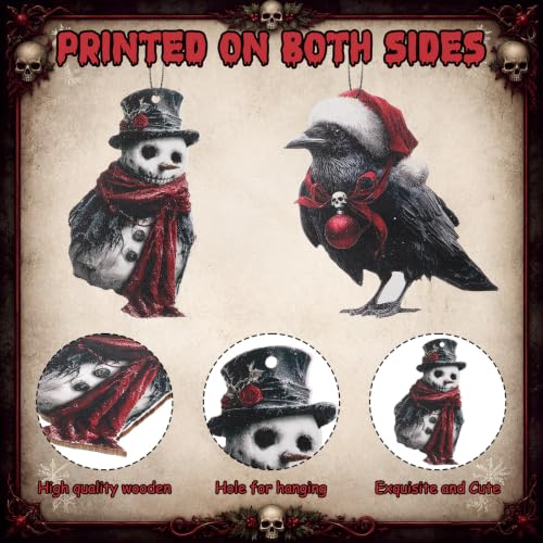 Spooky Gothic Christmas Ornaments - 36 Pcs Wood Hanging Decor (Variation: Spooky) by Vercraft