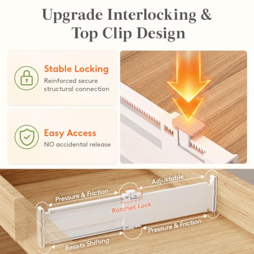 Adjustable Drawer Dividers 4 Pack, 3.2" Expandable Plastic Separators
