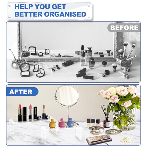 Clear Acrylic Risers Display Stands - 16 Piece Set in 4 Sizes