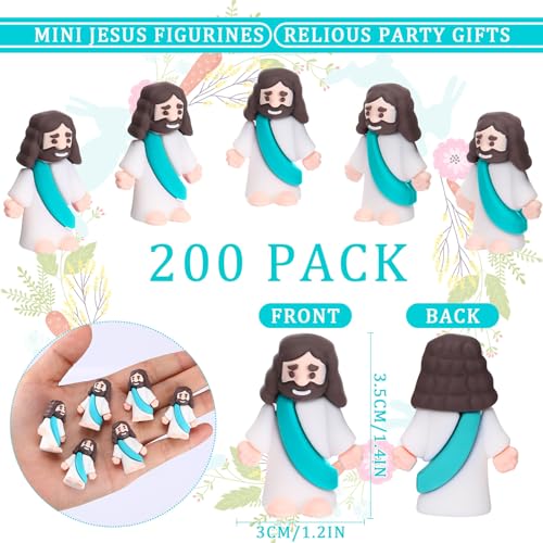 Mini Jesus Figures 200 Pack Religious Party Favors Cyan Blue