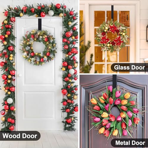 Adjustable Front Door Wreath Hanger - Heavy-Duty Metal Door Hook (14.9-25")