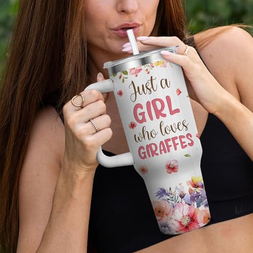 Caiibaoob Giraffe Gift 40oz Insulated Stainless Steel Travel Mug with Handle