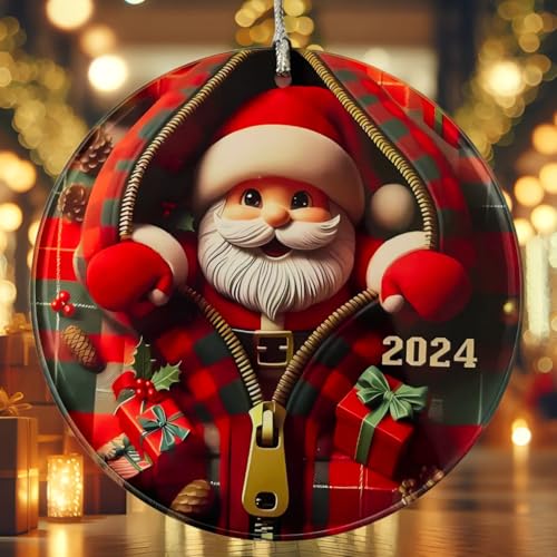 Funny Santa Ornament for Christmas Tree - White Elephant Gift Idea