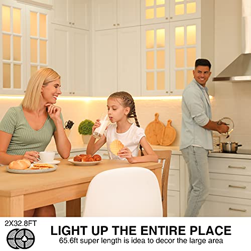 65.6ft Dimmable LED Strip Lights, Warm White Flexible Tape Light for Home