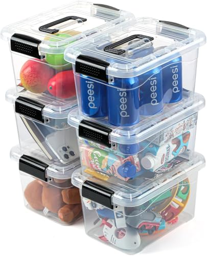 Clear Plastic Storage Bins with Lids 6-Pack, 7 Quart Stackable Organizers