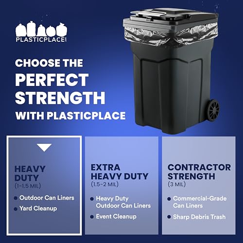 95-96 Gallon Heavy Duty Black Trash Bags - 1.2 Mil Contractor Grade (15 Count)