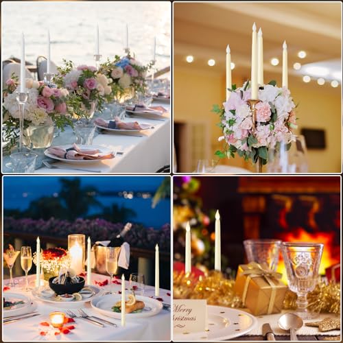 Baquler 120 Pcs 11" Ivory White Flameless Taper Candles with Remote & Timer