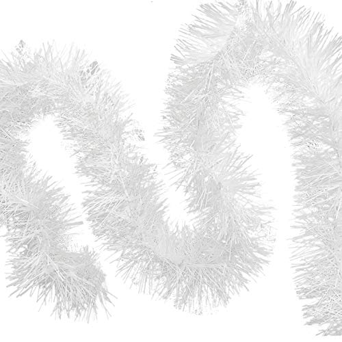 White Metallic Foil Tinsel Garland, 50 Ft - Christmas & Holiday Decor