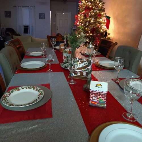 JYFLZQ Red Sequin Table Runner 12x72 inches - 5 Pack