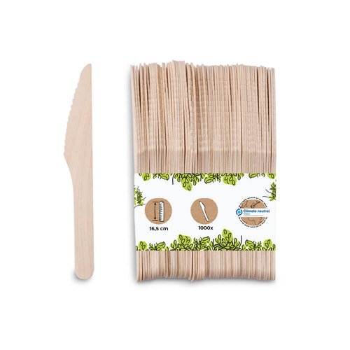 BIOZOYG Wood Knives 1000 Pcs 6.5 Inch - Disposable Wood Cutlery Eco-Friendly Biodegradable - Wooden Disposable Knives Wooden Party Utensils for Parties, Events, Weddings