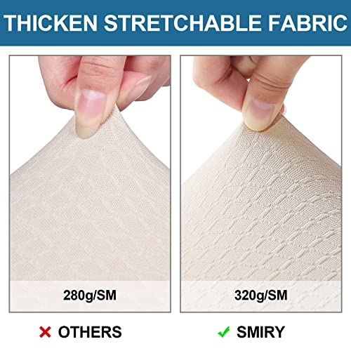 Waterproof Dining Chair Seat Covers - Stretch Jacquard, Set of 4 (Beige)