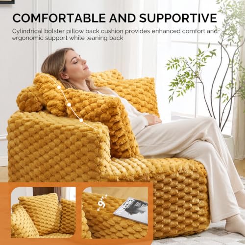 Modular Hexagon Chaise Lounge Sofa, Plush Corduroy Corner Chair for Living Room