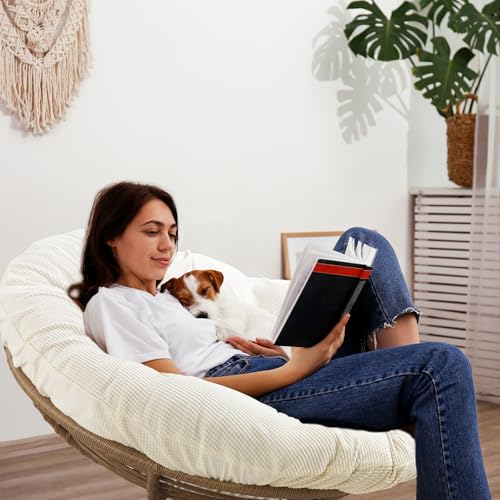 Papasan Cushion Cover - Soft, Removable, Machine Washable, Elastic Closure (48-50 inch, Cream White)