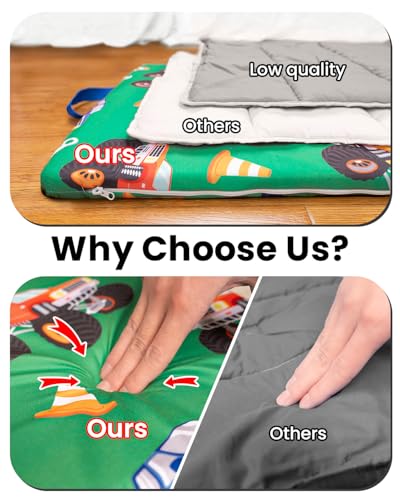 Toddler Nap Mat with Attached Pillow and Blanket for Daycare and Travel