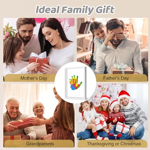 DIY Family Handprint Keepsake Frame Kit with 6 Paints & Wooden Frame