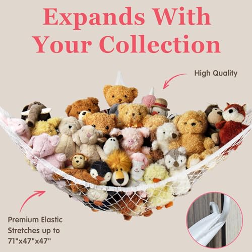 Large Corner Stuffed Animal Storage Hammock - Plush Toy Net Organizer