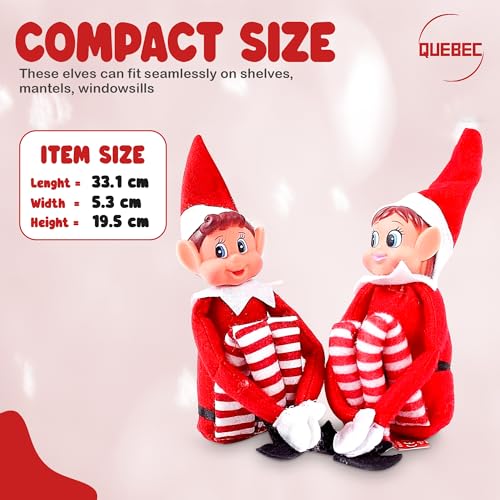 12-Inch Christmas Elf Figures Set - Boy & Girl Soft Body Holiday Dolls