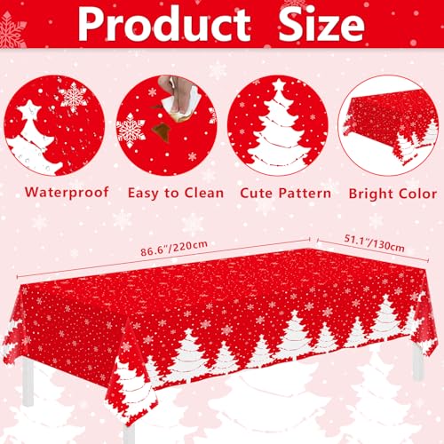 Dvaorc 4 Pack Christmas Tablecloths 51x86 Inch Holiday Snowflake & Tree Design