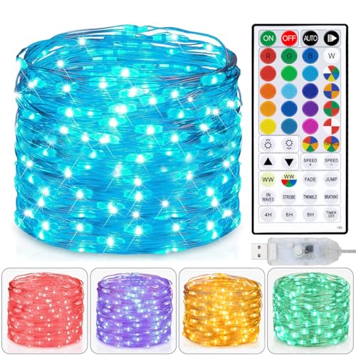 Homestarry USB Color Changing Fairy Lights 33ft 100 LEDs with Remote