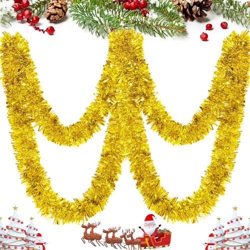 BLEUM CADE 32.8ft Gold Christmas Tinsel Garland - 1 Pcs