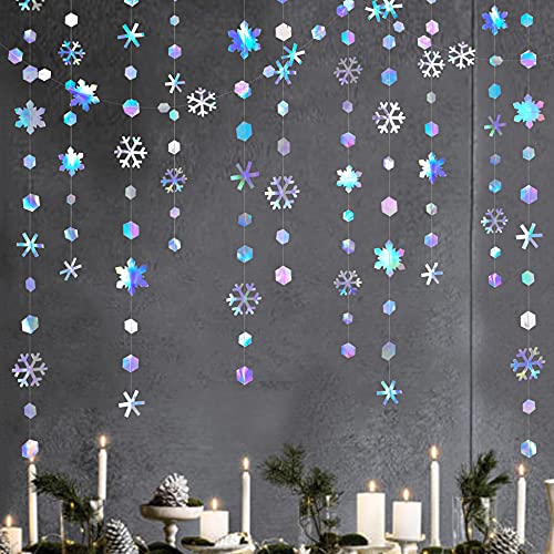 Pink Blume Iridescent Snowflake Garland - Winter Wonderland Party Decorations