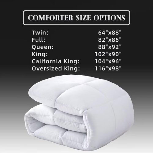 DOWNCOOL Queen Size Comforter - Lightweight All-Season Duvet Insert | White Down Alternative Quilt (88x92 Inches)