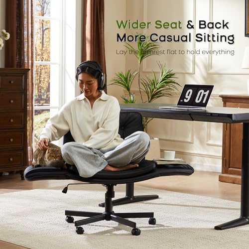 Wide Criss Cross Office Chair with Adjustable Armrests and Memory Foam