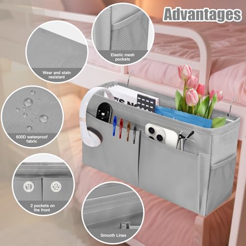 Bedside Caddy Organizer with Adjustable Hooks for Dorm, Crib and Bunk Bed