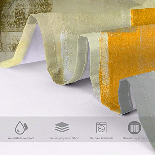 4-Piece Orange Modern Art Shower Curtain Set with Non-Slip Bath Rugs
