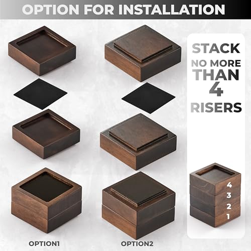 Set of 8 Solid Wood Bed Risers - Adjustable Height 1-4 Inches