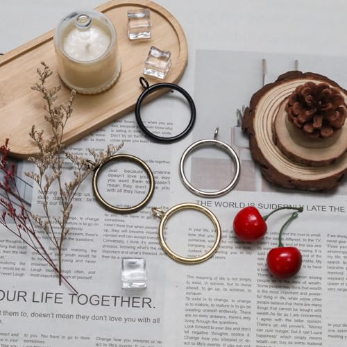 50-Piece Gold Curtain Rings with Eyelets - 1.5 Inch Metal Drapery Rings