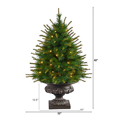 Nearly Natural 3.5ft New England Pine Artificial Christmas Tree with 50 Clear Lights